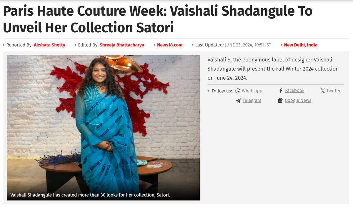 Paris Haute Couture Week: Vaishali Shadangule To Unveil Her Collection Satori