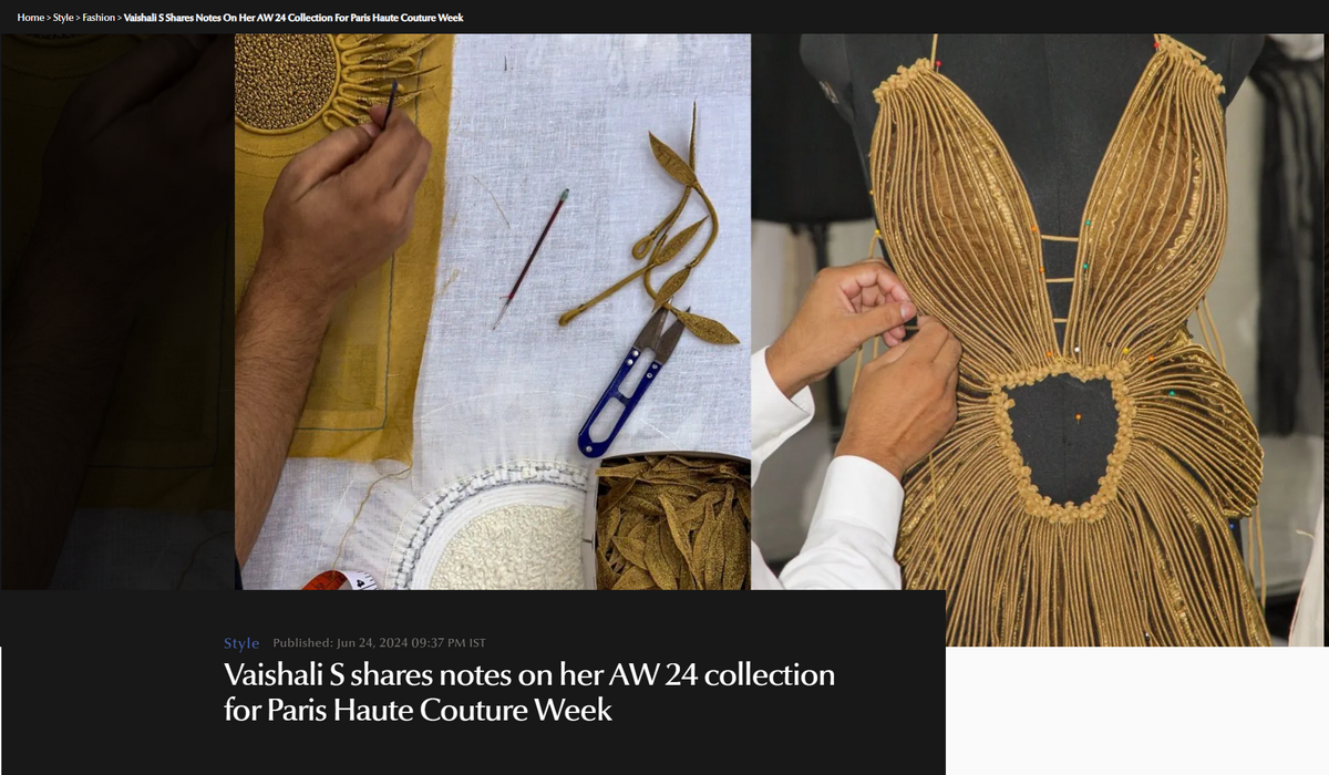 Vaishali S Shares Notes On Her AW 24 Collection For Paris Haute Couture Week