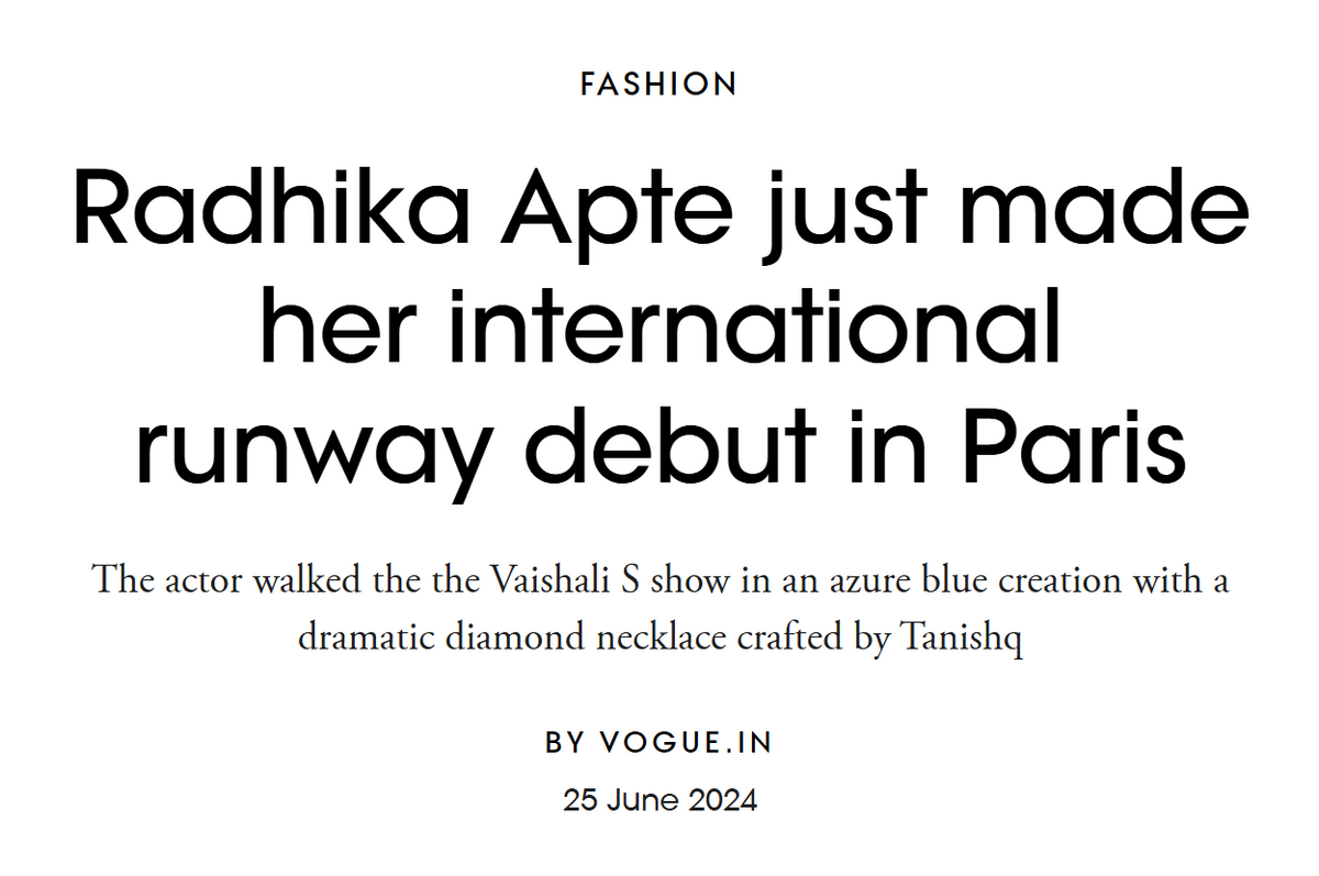 Radhika Apte just made her international runway debut in Paris