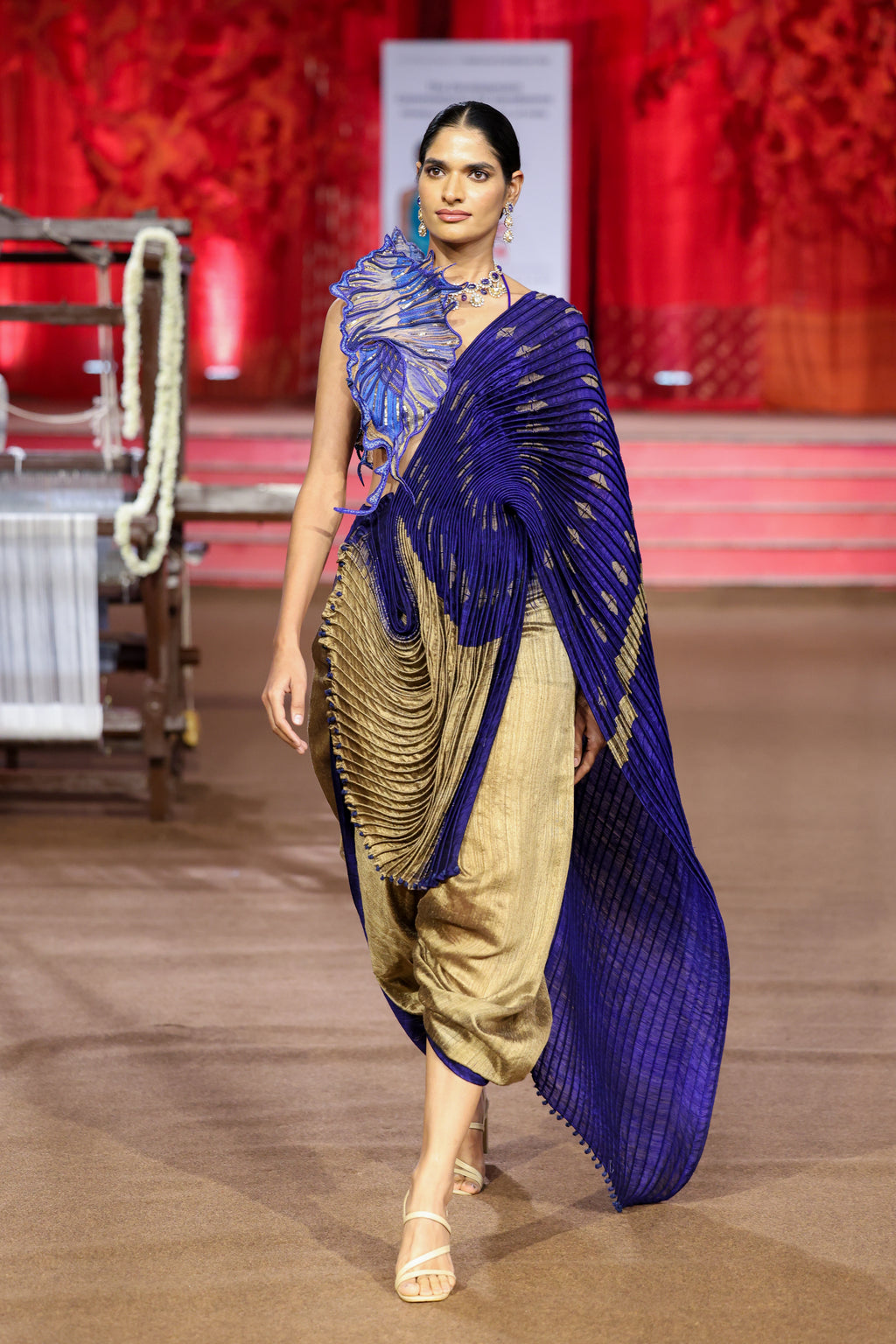 MIDNIGHT SHELL DHOTI DRAPED SAREE