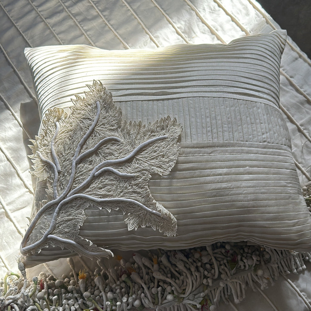 Pleated Silk Coral Cushion