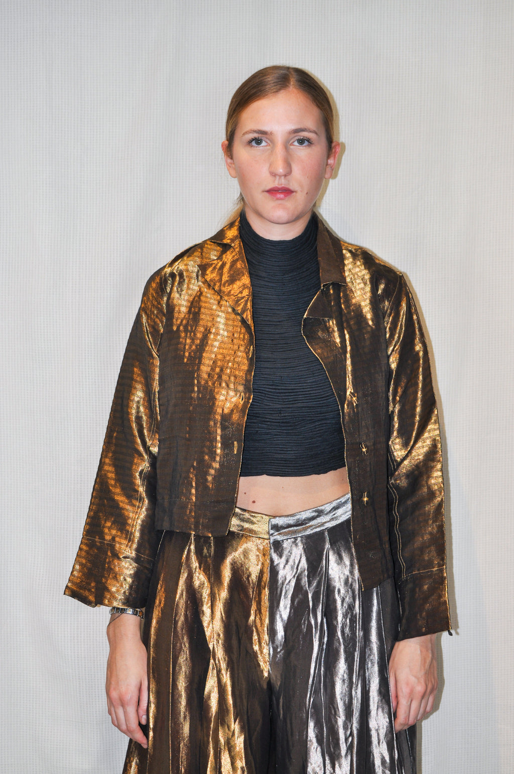 Metallic Gold flared trousers