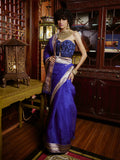 Ink Blue Corded Banarasi Saree