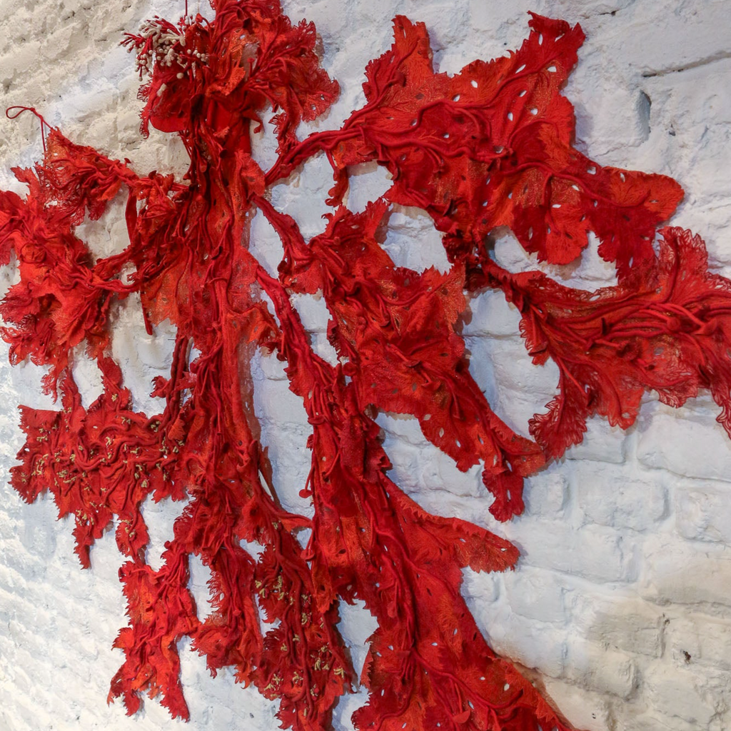 Abyss Red Coral Textile Art