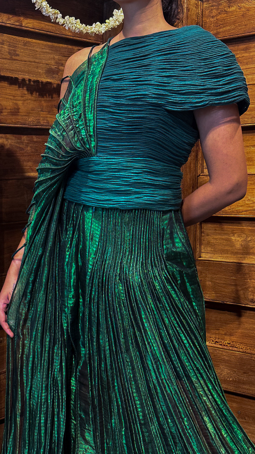 Metallic Corded Top and Wave Skirt