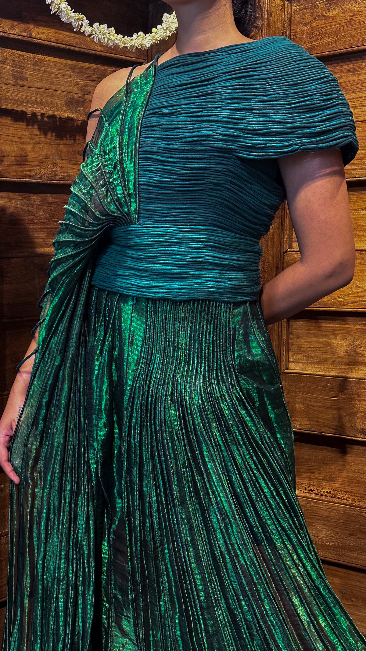 Metallic Corded Top and Wave Skirt