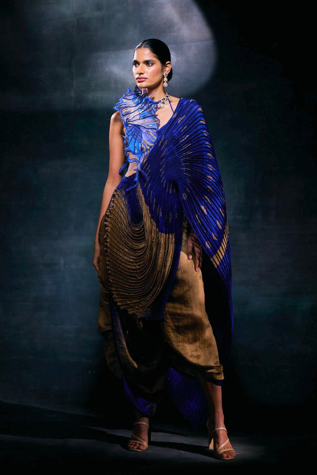 MIDNIGHT SHELL DHOTI DRAPED SAREE