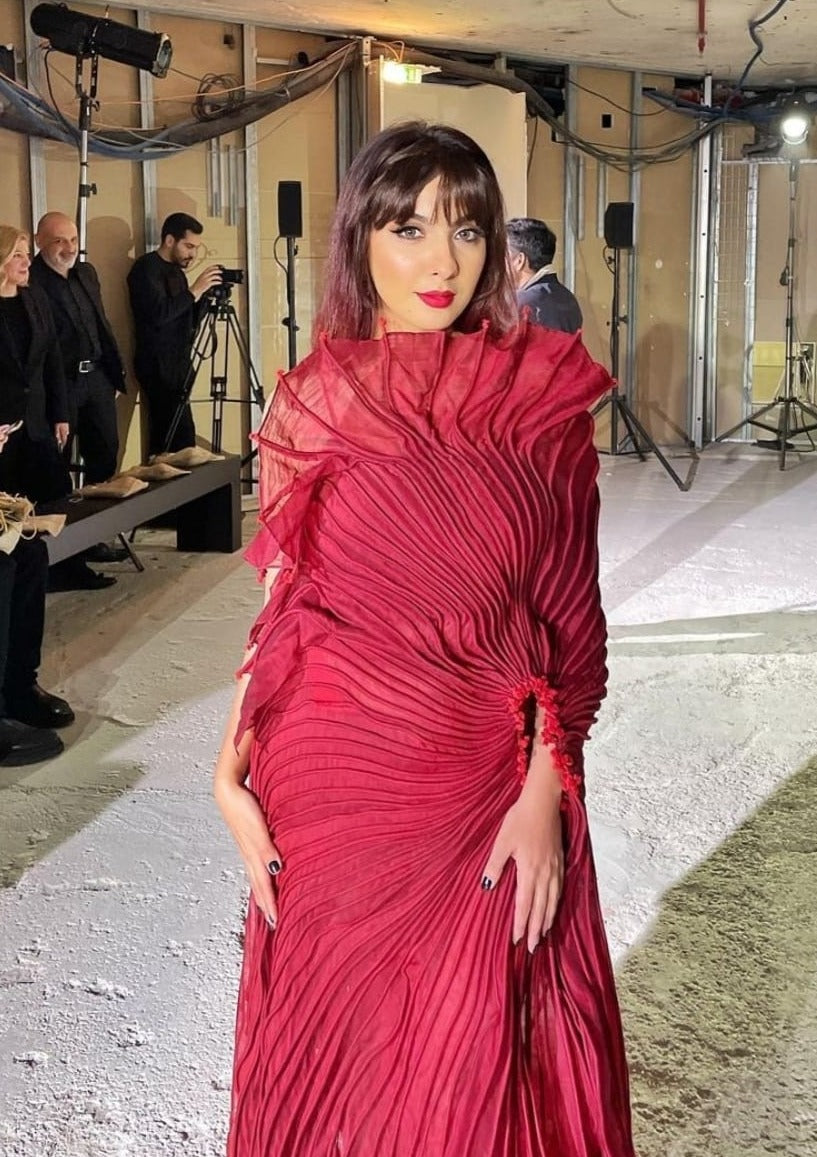 Maroon Corded Dress
