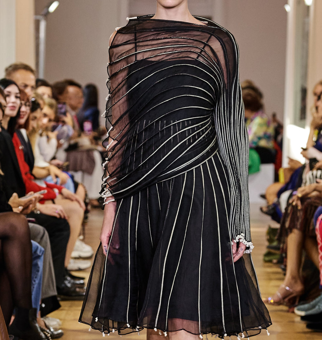 Black And White Corded Dress and Cape