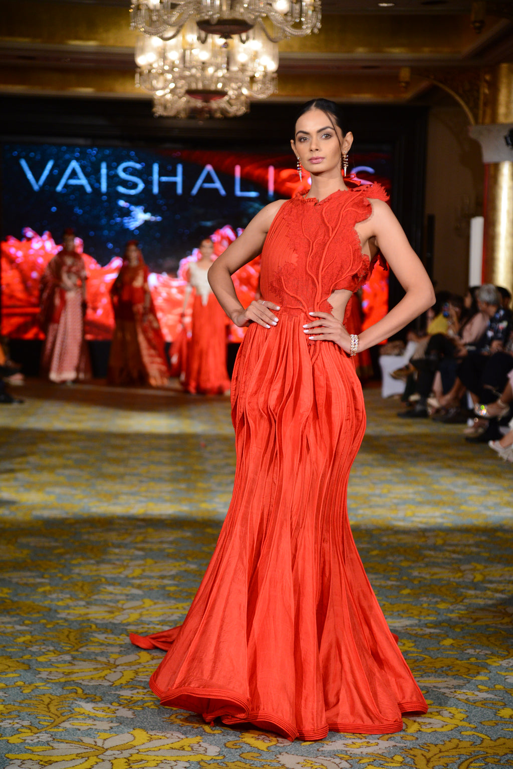 Trail Gown with Corals and Cording
