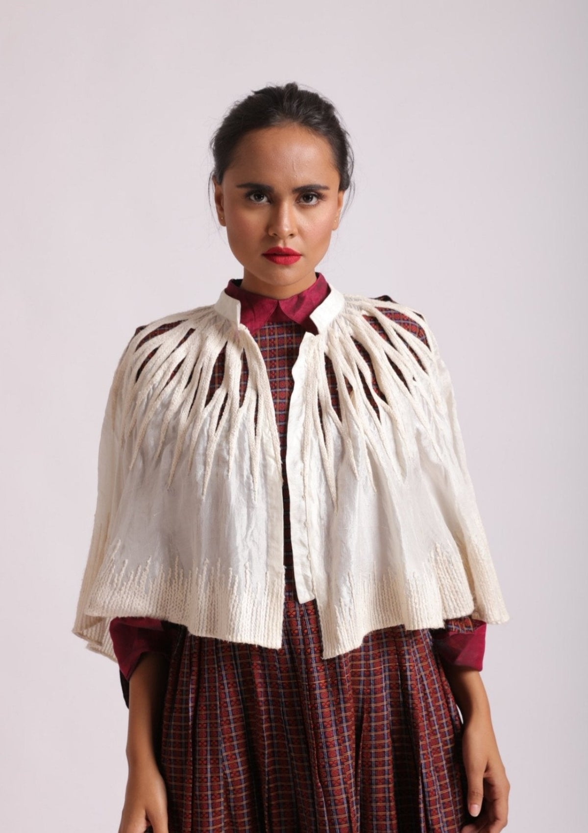 Embroidered Cape with Cutwork