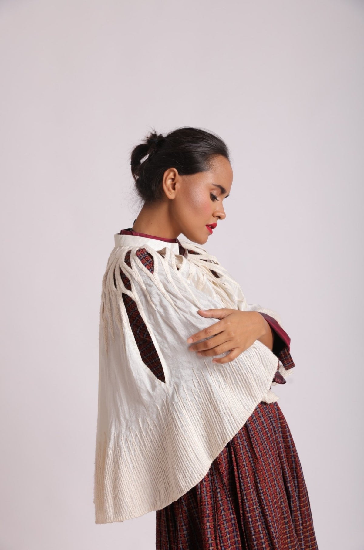 Embroidered Cape with Cutwork