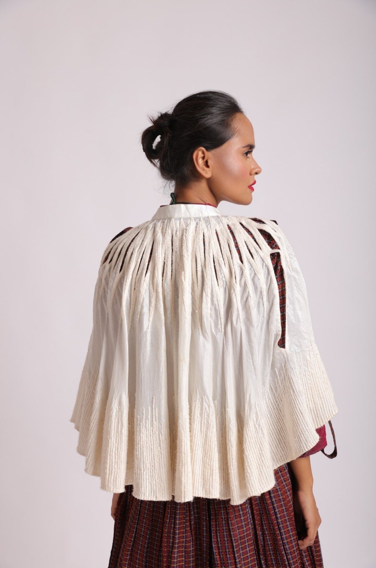 Embroidered Cape with Cutwork