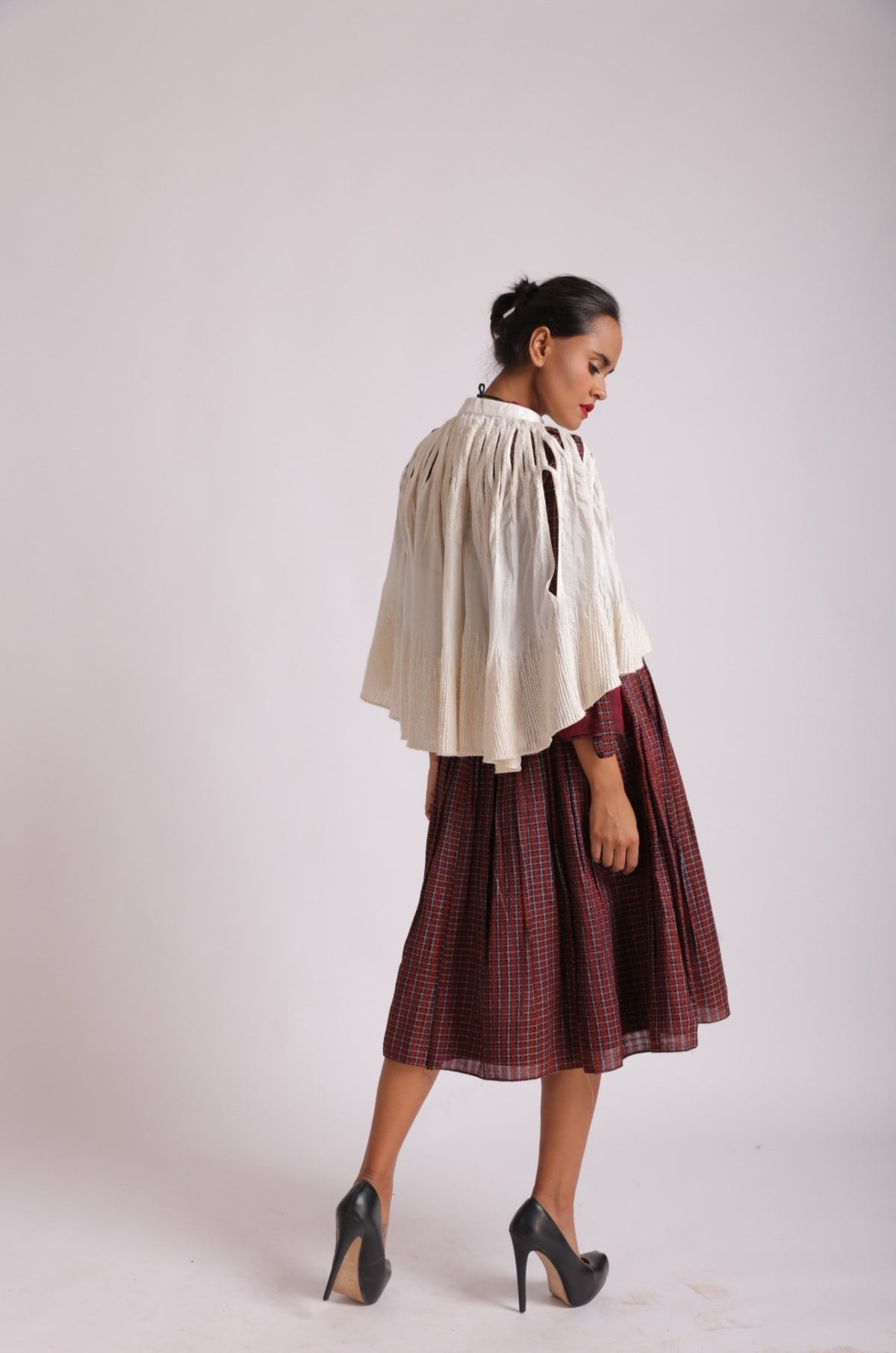 Embroidered Cape with Cutwork