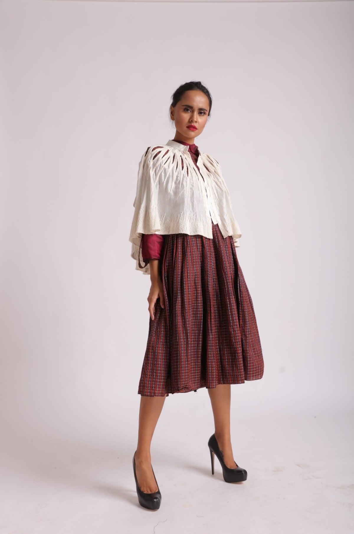 Embroidered Cape with Cutwork
