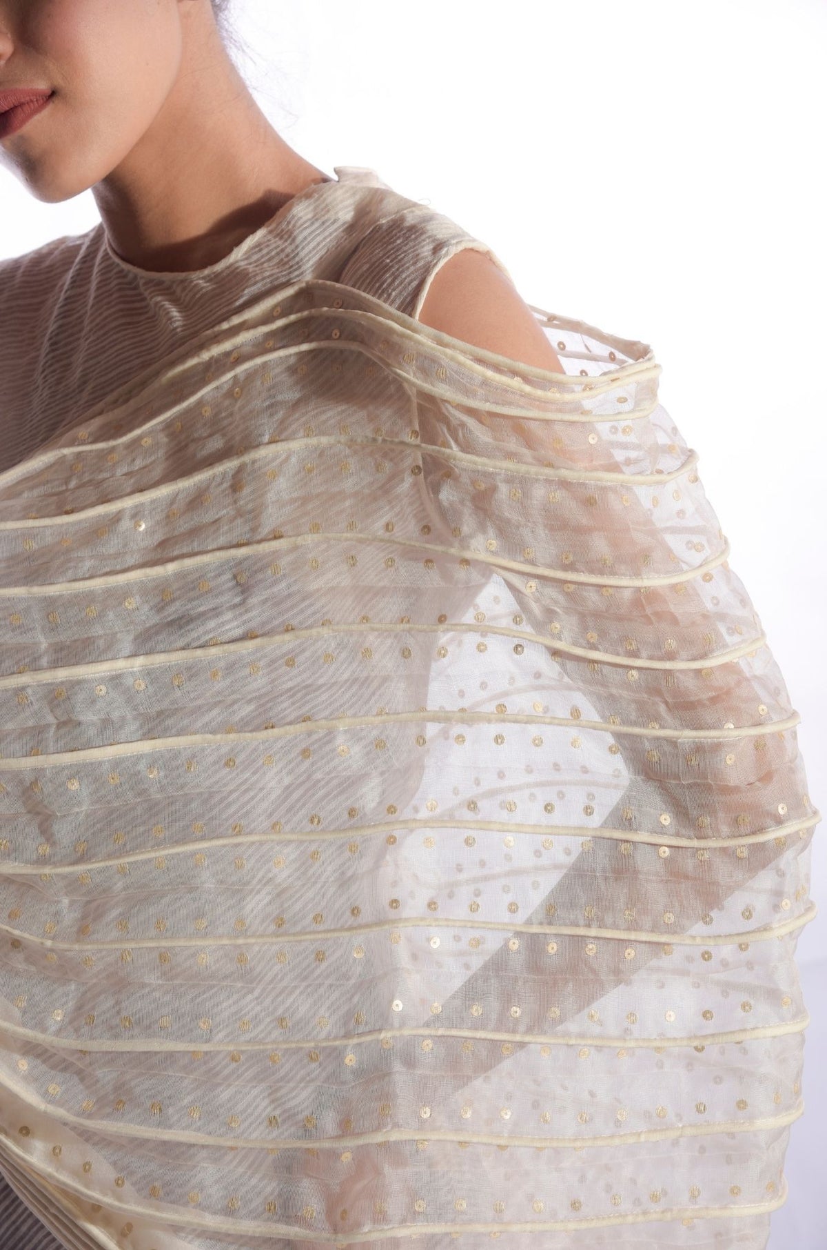 Chanderi Silk Corded Veil Dress