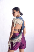 Cotton and Zari Closed Round Neck Threaded Top