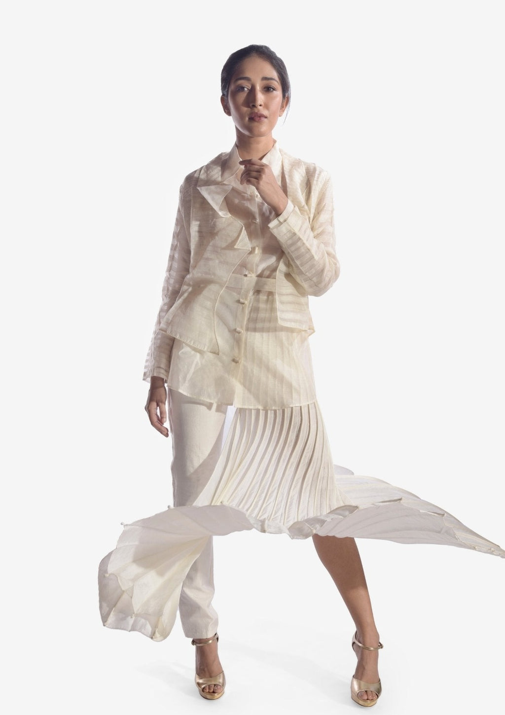 Chanderi Silk Jacket with Ribbons on the Back