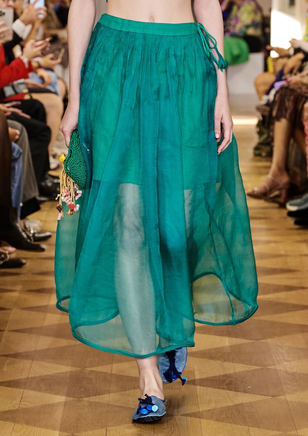 Turquoise Small Coral Top & Pleated Skirt