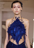 Navy Blue Embroidered and Corded Top